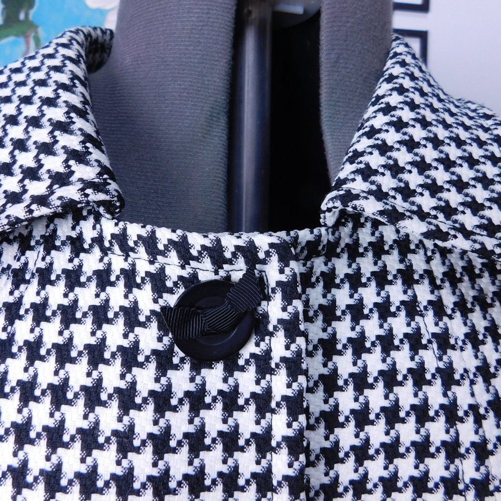 Tahari ASL Black and White Houndstooth Pea Coat - Picture 4 of 8